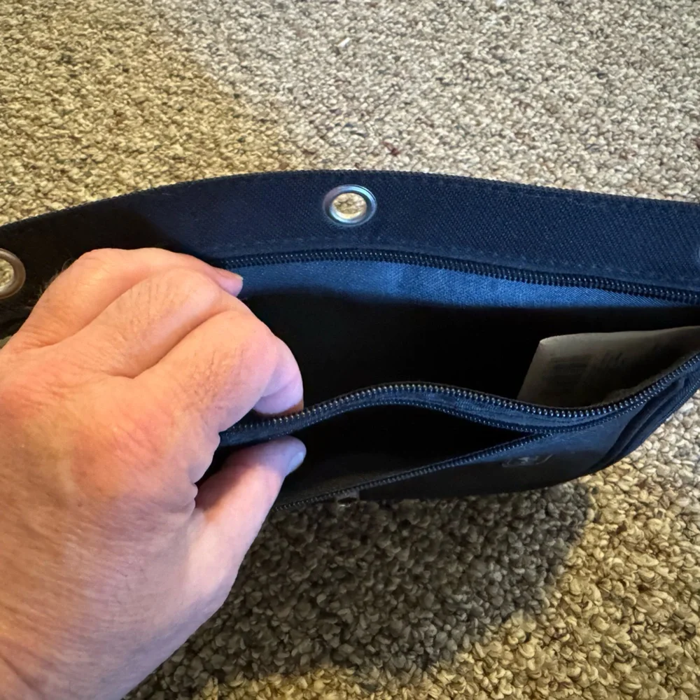 Black Zippered Pouch with Metal Accents
